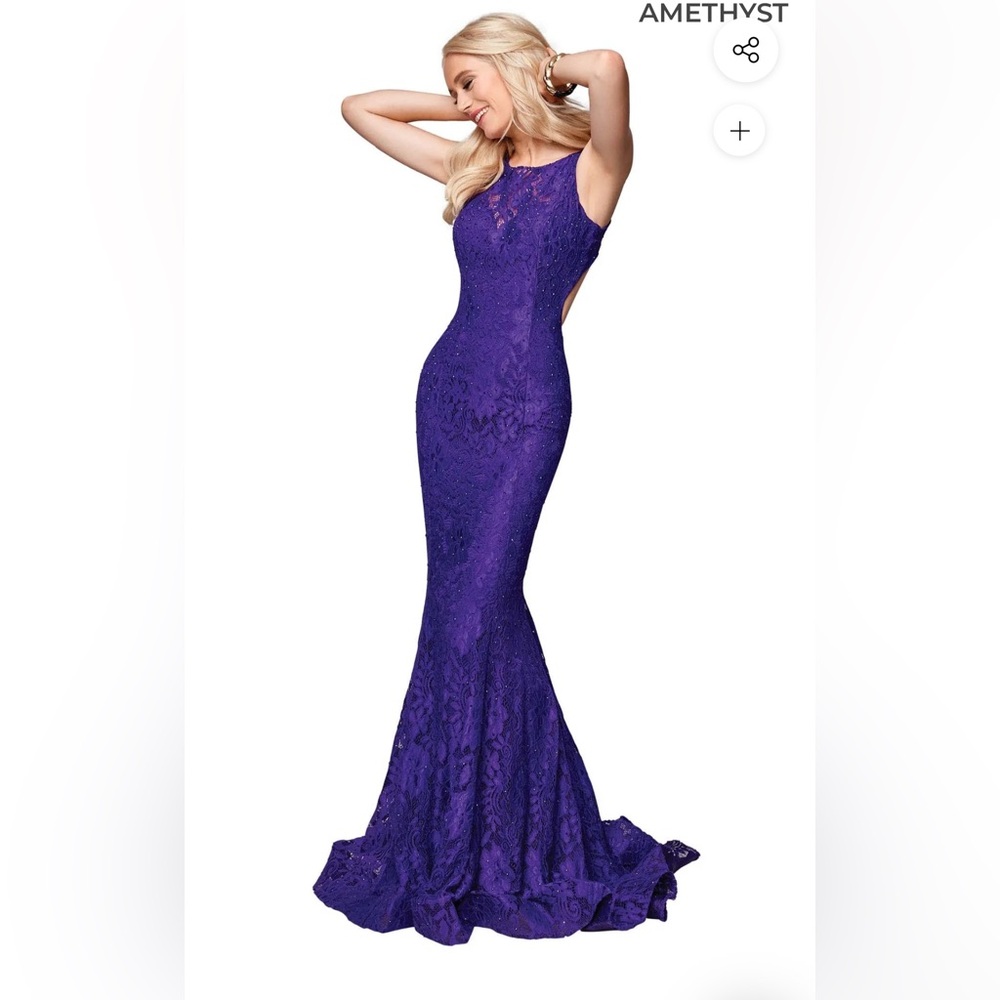 Clarisse Purple Halter Sheath Gown